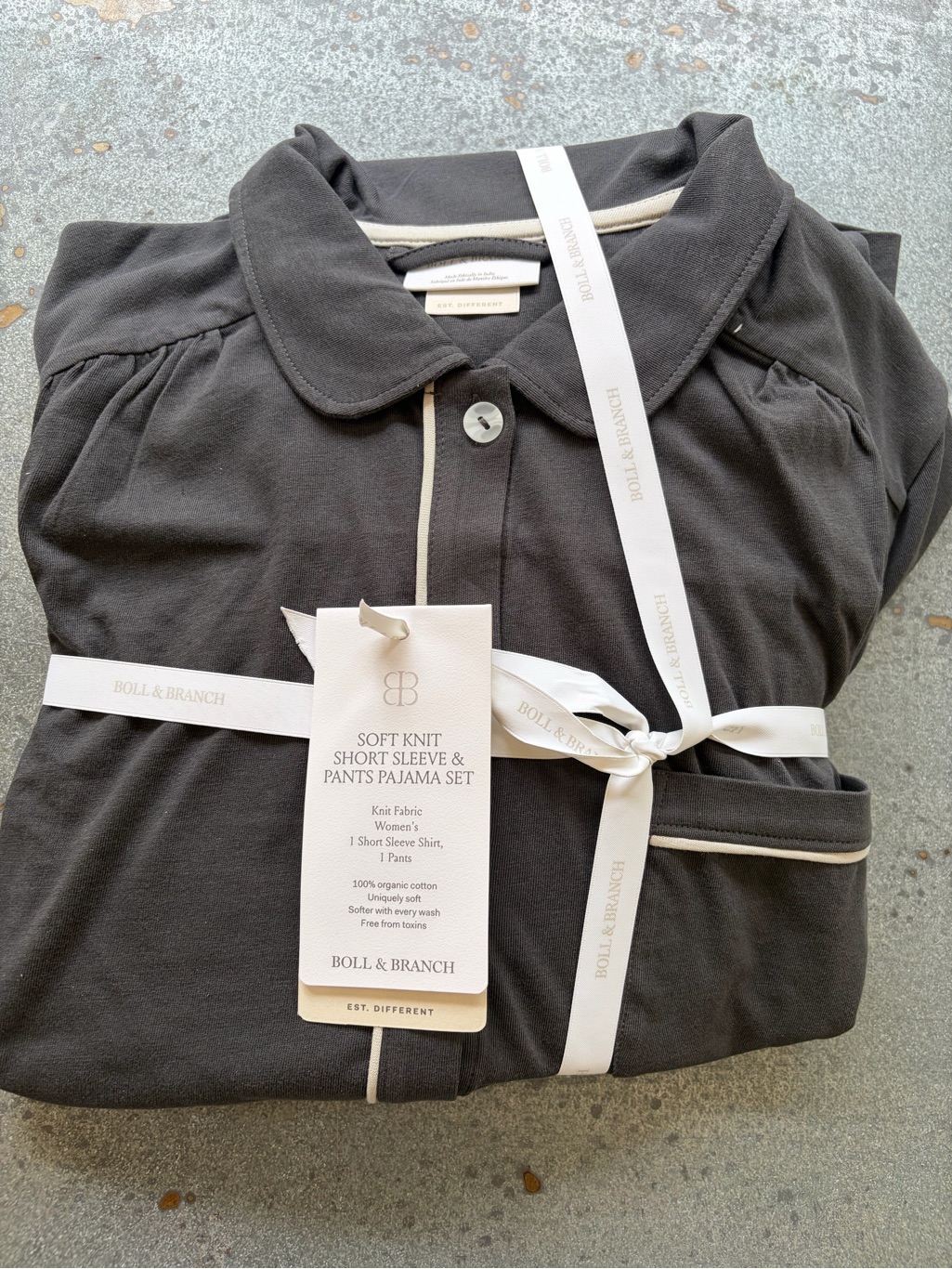 Soft Knit Short Sleeve & Pants Pajama Set - Mineral-Nwt Size M — image 3 of 6